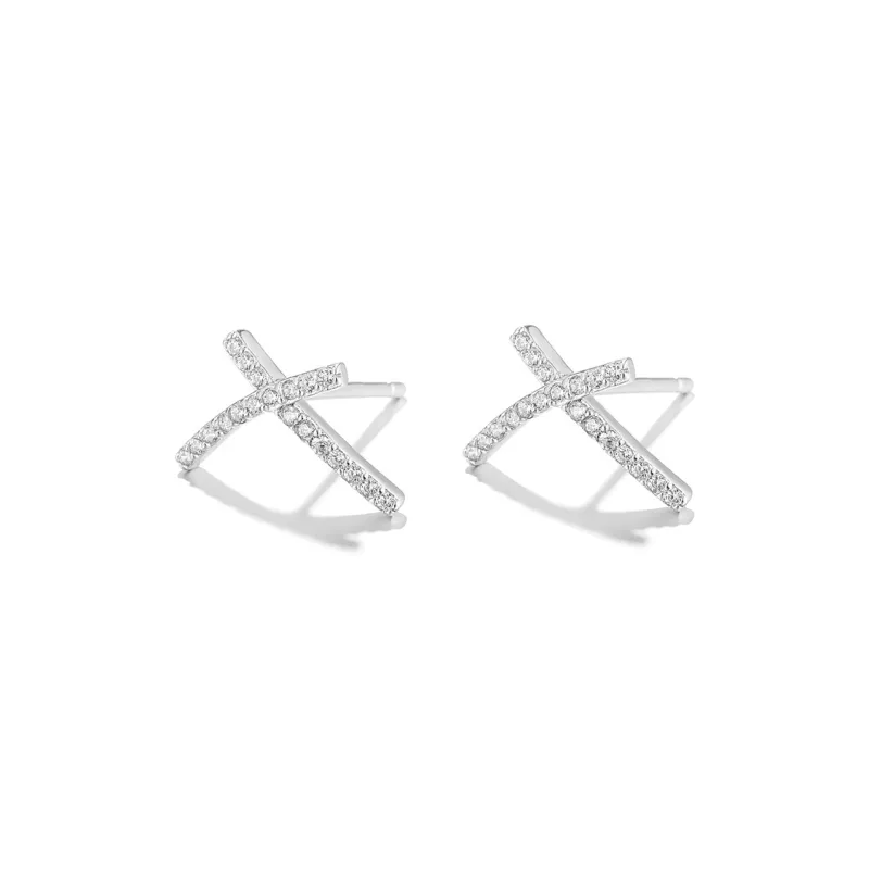 Clect White Stud Earrings Women's-1