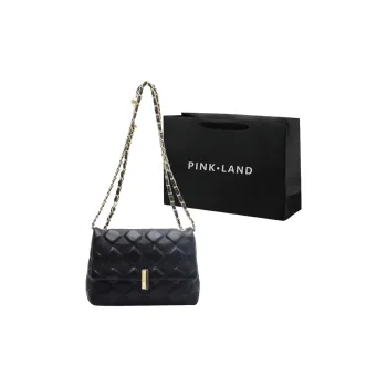 PINK·LAND PU Small Square Bag Shoulder Bag Women's Black/White