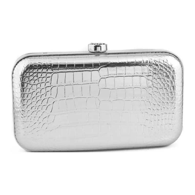 MICHAEL KORS Metal One Shoulder Clutch Women's Silver-1