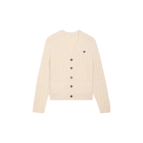 CELINE Cable knit Triomphe Cardigan In Cashmere