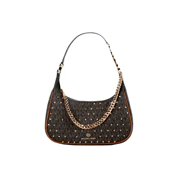 MICHAEL KORS Piper Coated Canvas With Patchwork Shoulder Bag Small Size Women's Brown