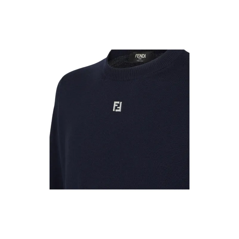 FENDI Logo Plaque Crewneck Knitted Jumper-4