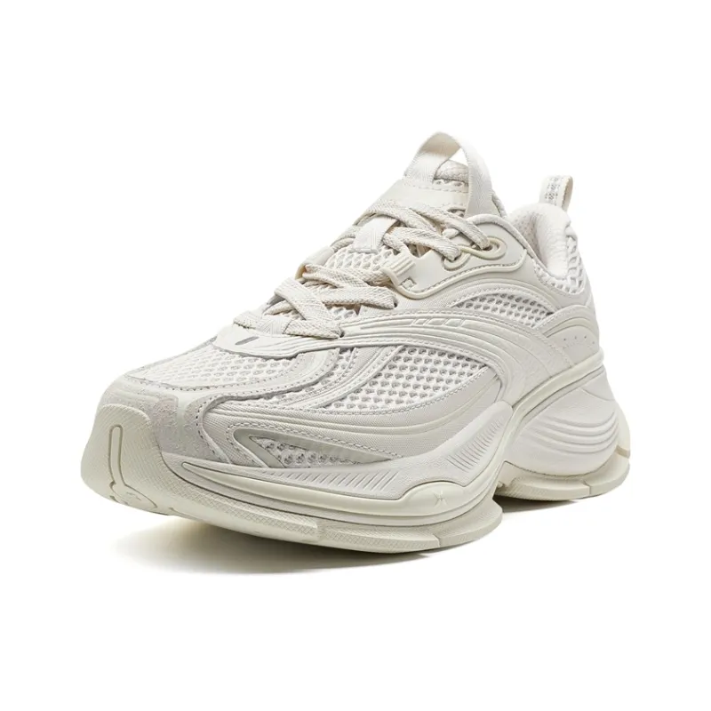 XTEP Basque 2 Anti Slip And Wear Resistant Height Increasing Low Top Casual Shoes Women's Gray/White Tea-1