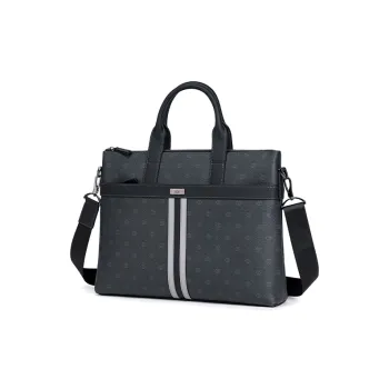 HLA Top Grain Cow Leather Briefcases Men's Black