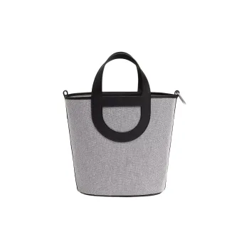 HERMES In The Loop Canvas With Swift Calfskin Handbag Women's Light Beige & Black