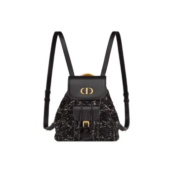 DIOR Caro Cotton Backpack Small Size Women's Black