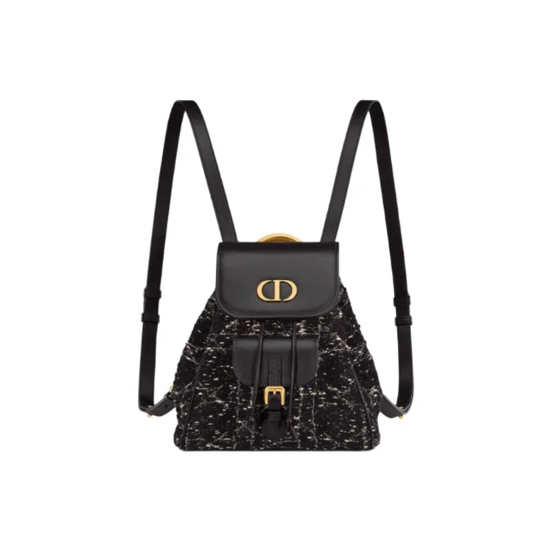 DIOR Caro Cotton Backpack Small Size Women's Black-0