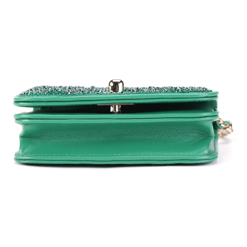 CHANEL 22A Early Autumn Sheepskin Crossbody Bag, Flap Bag Clutch Women's Green-3