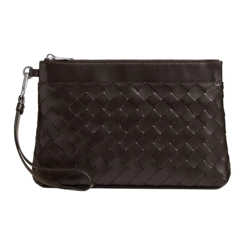 Bottega Veneta Cow Leather Clutch Men's Red Brown-0