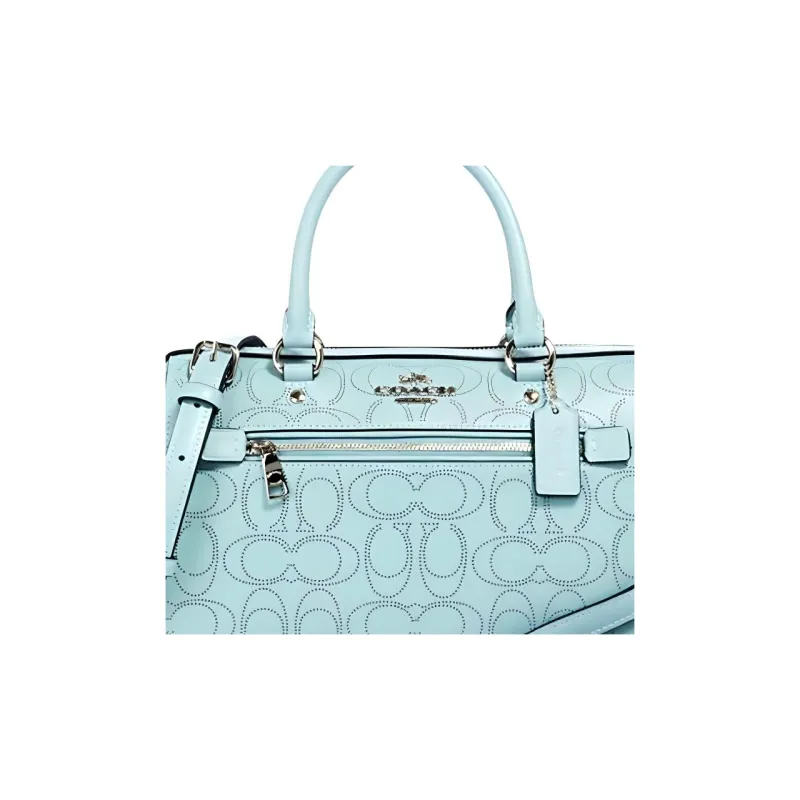 COACH Rowan Cow Leather Shoulder Bag, Crossbody Bag, Handbag Large Size Women's Aqua Green-4