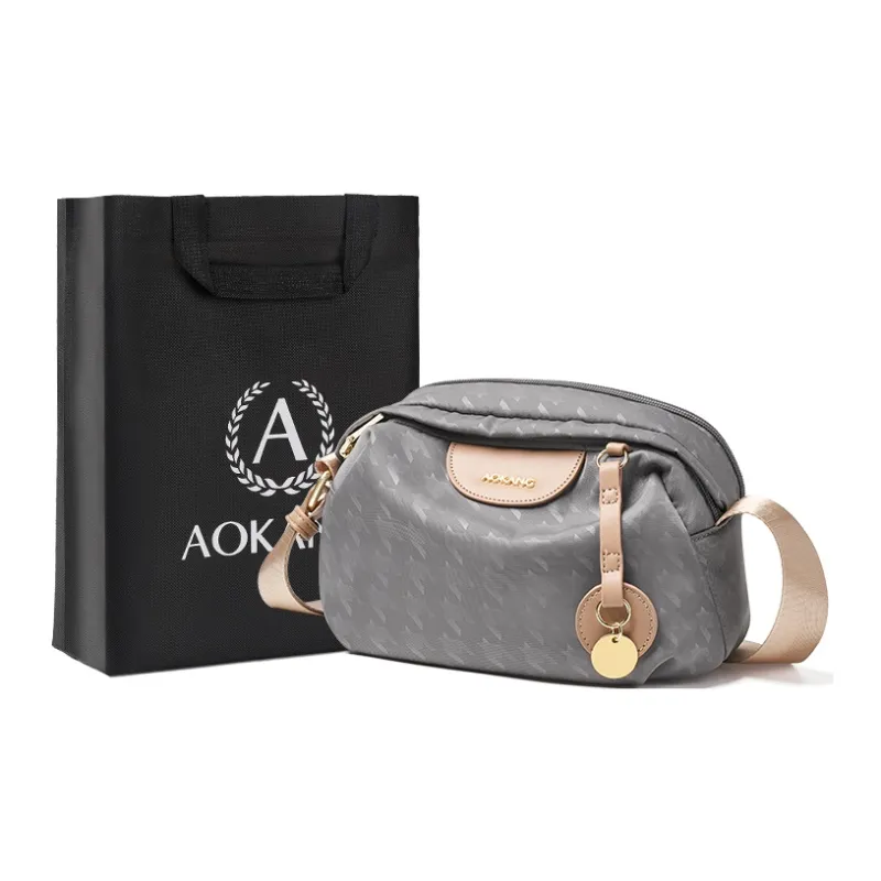 AOKANG Fabric Shoulder Bag Crossbody Bag Handbag Shoulder Bag Small Size Women's Classic Black/Light Heather Gray-5