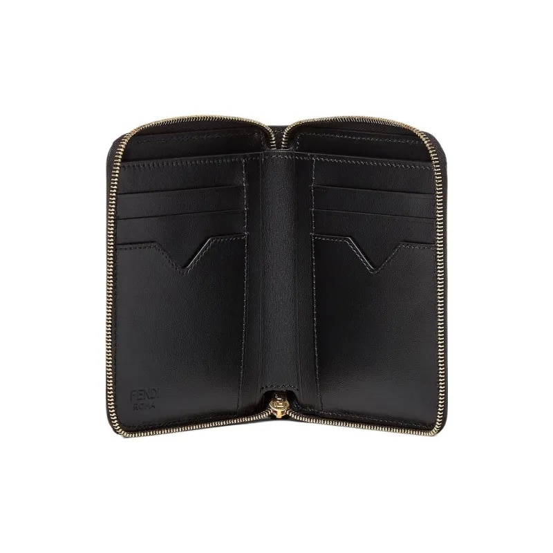 FENDI Calfskin Wallet Medium Size Women's Black-2