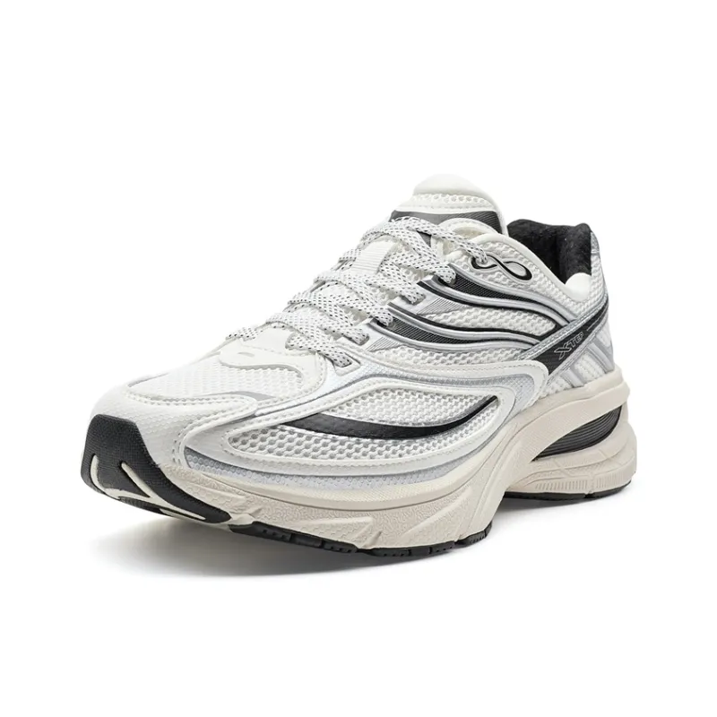 XTEP Small Basque 2nd Generation Anti-Slip And Wear-Resistant Height Increasing Low-Top Casual Shoes Women's Gray Black-1