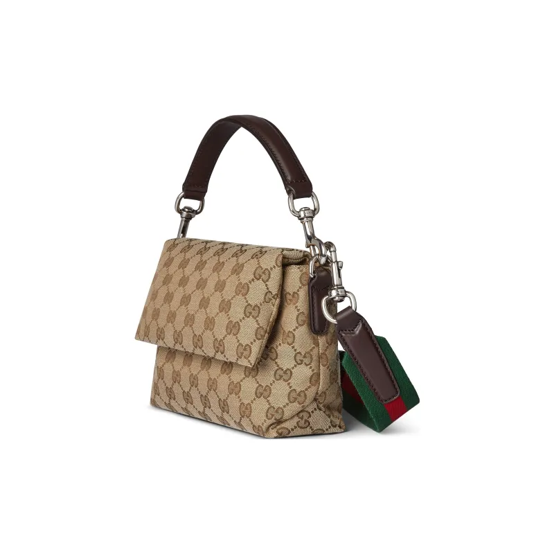 GUCCI Canvas Canvas Bag Shoulder Bag Crossbody Bag Handbag Small Size Men's Beige & Dark Brown-2