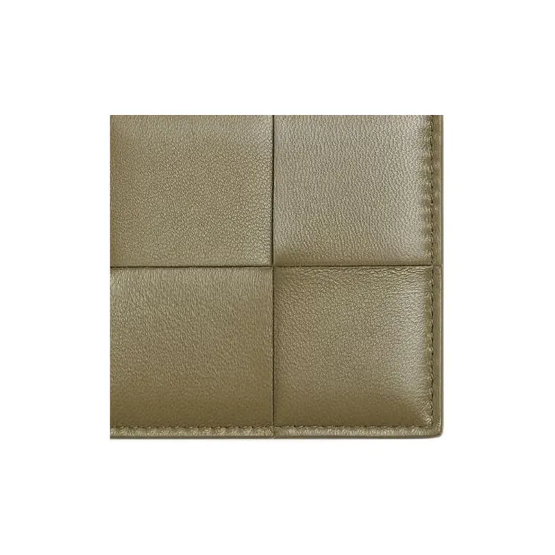 Bottega Veneta CASSETTE Lambskin Card Holder Men's Algae Green With Dark Color Praline-2
