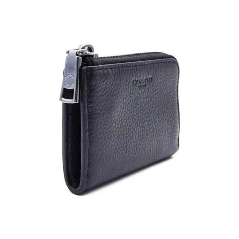 COACH Pebbled Leather Key Pouch Mini Men's Black-2