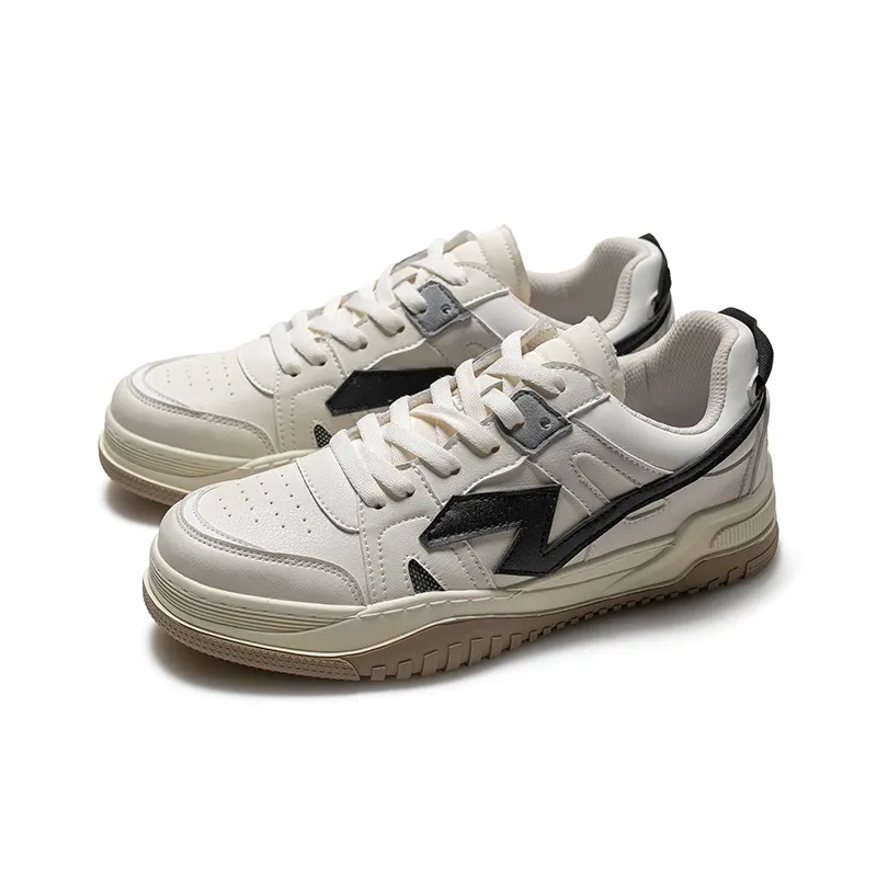 Ancient Finches Low-Top Skateboard Shoes Unisex Beige/Black-2