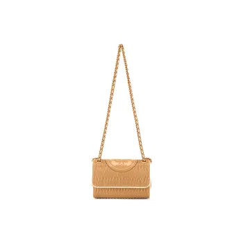TORY BURCH Fleming Nappa Leather Crossbody Bag Shoulder Bag Small Size Women's Almond