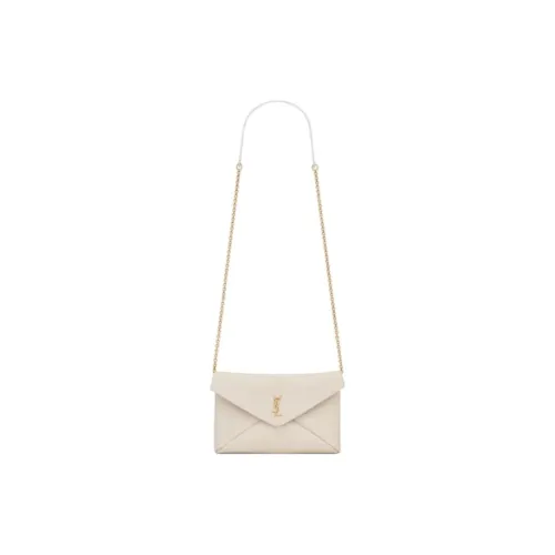 SAINT LAURENT CASSANDRE Sheepskin Shoulder Bag Small Size Women's Vintage White