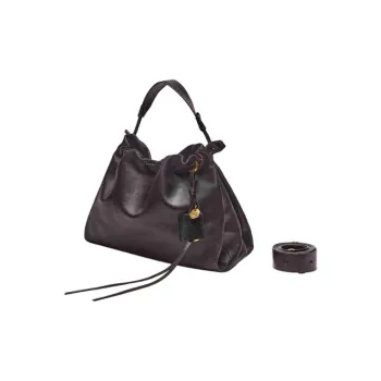 Songmont Cow Leather Crossbody One Shoulder Handbag Trumpets Women's Ebony Color