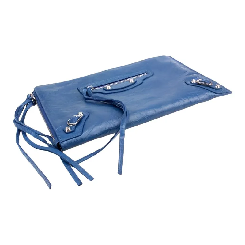 Balenciaga Leather Clutch Women's Blue-3