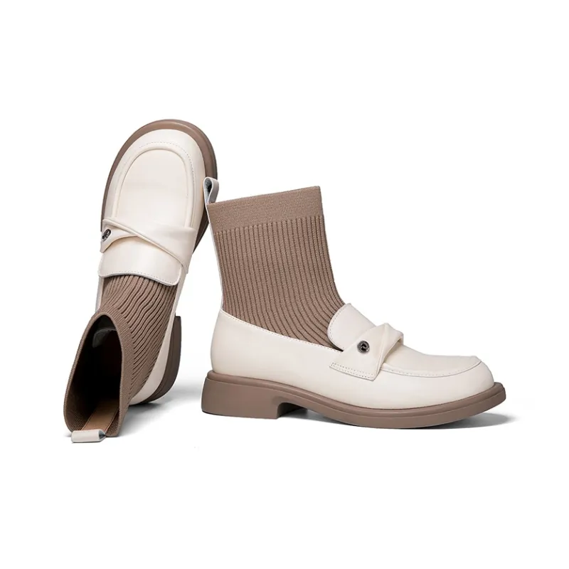 HANG TEN Ankle Boots Women's Black/Beige-9