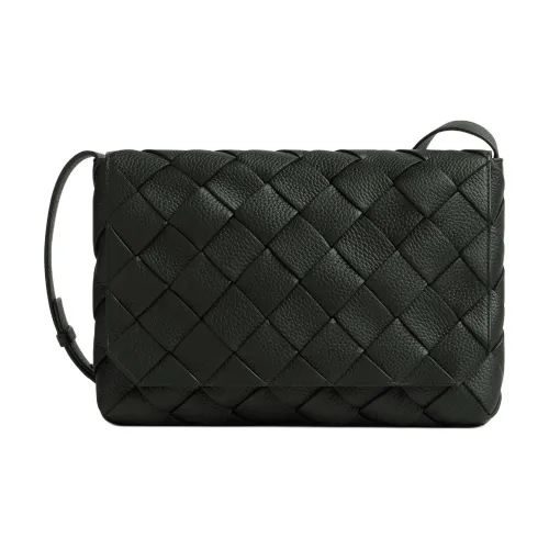 Bottega Veneta Calfskin Crossbody Bag Shoulder Bag Large Size Men's Dark Green