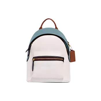 COACH Charter Leather Backpacks Small Size Unisex White Blue Brown Multicolor