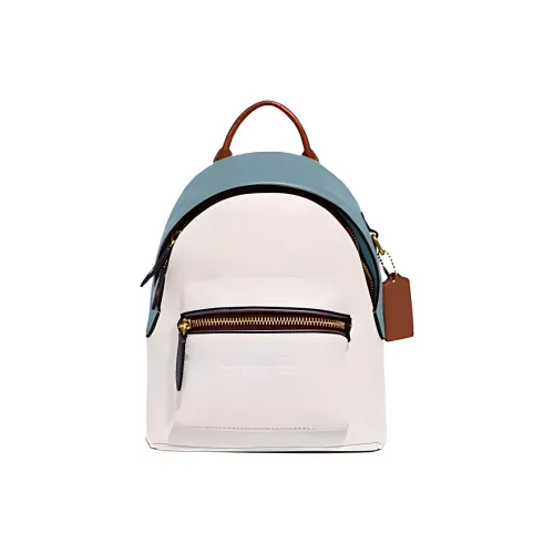 COACH Charter Leather Backpacks Small Size Unisex White Blue Brown Multicolor
