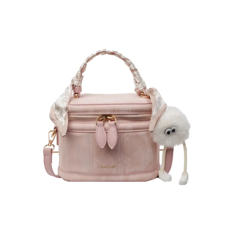 HCXK PU Vintage Shoulder Bag Crossbody Bag Portable Bucket Bag Regular Women's Ecru/Silver/Black/Pink-30