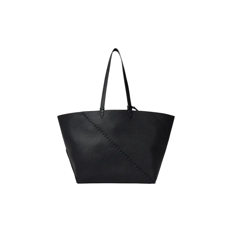 FENDI Calfskin Tote Bag Shopping Bag Handbag Shoulder Bag Large Size Women's Black-2