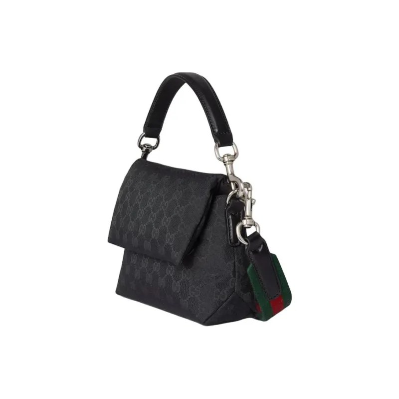 GUCCI Canvas Shoulder Bag Crossbody Bag Handbag Small Size Unisex Black-1