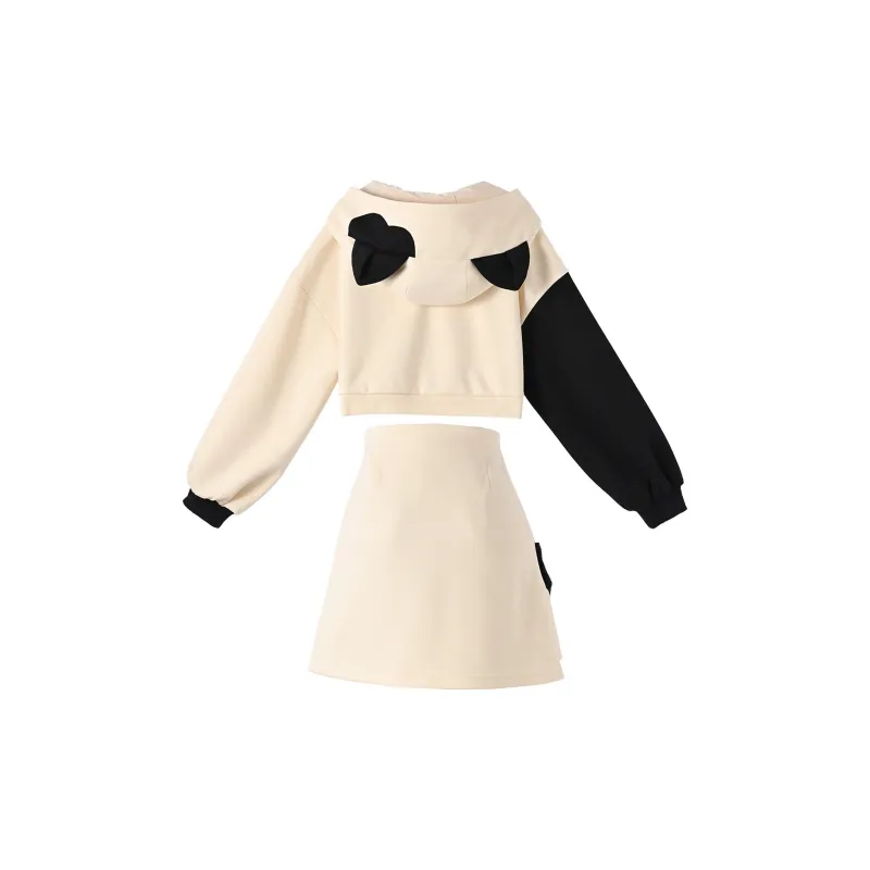 SNBL Two Piece Skirt Sets Women's Sweatshirt+Skirt-1