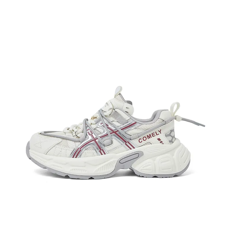 COMELY Chunky Sneakers Women's Low Top Beige/Apricot/Gray-5