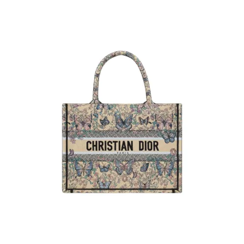 DIOR BookTote Cotton Tote Bag, Shopping Bag, Handbag Medium Size Women's Raffia Grass Blue