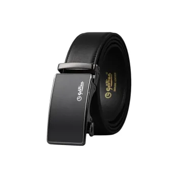 GOLDLION Yuanming Garden Series Top Grain Cow Leather Belts Men's Black Width 3.5cm