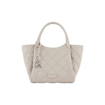 EMPORIO ARMANI Polyester Tote Bag, Shopping Bag, Handbag Women's Beige