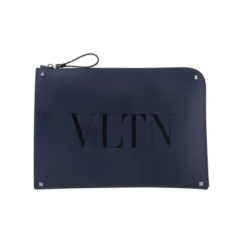 Valentino Cow Leather Makeup Bags Clutches Regular Men's Blue