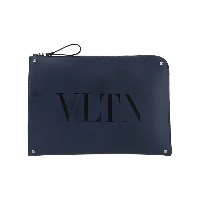 Valentino Cow Leather Makeup Bags Clutches Regular Men's Blue-0