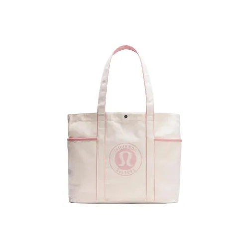 Lululemon Cotton Tote Bag Shopping Bag Handbag Women's Natural & Pink