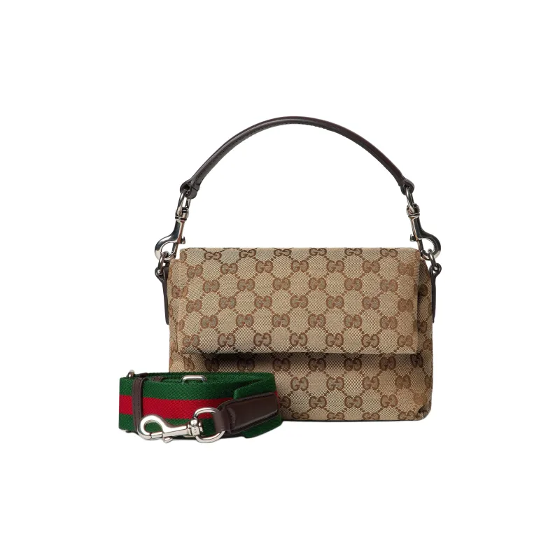 GUCCI Canvas Canvas Bag Shoulder Bag Crossbody Bag Handbag Small Size Men's Beige & Dark Brown-1