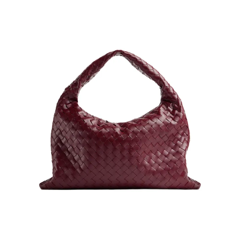 Bottega Veneta Hop Cow Leather Handbag Shoulder Bag Women's Burgundy-2