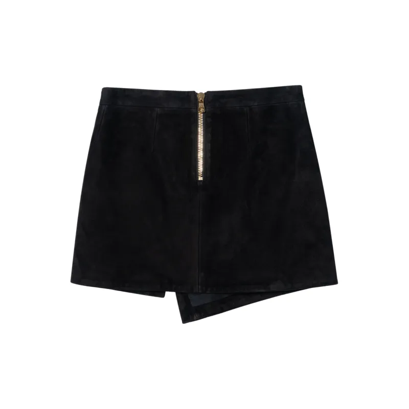 BALMAIN Leather Short Skirts Women's Black-1