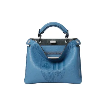 FENDI Calfskin Tote Bag, Shopping Bag, Shoulder Bag, Handbag Unisex Blue