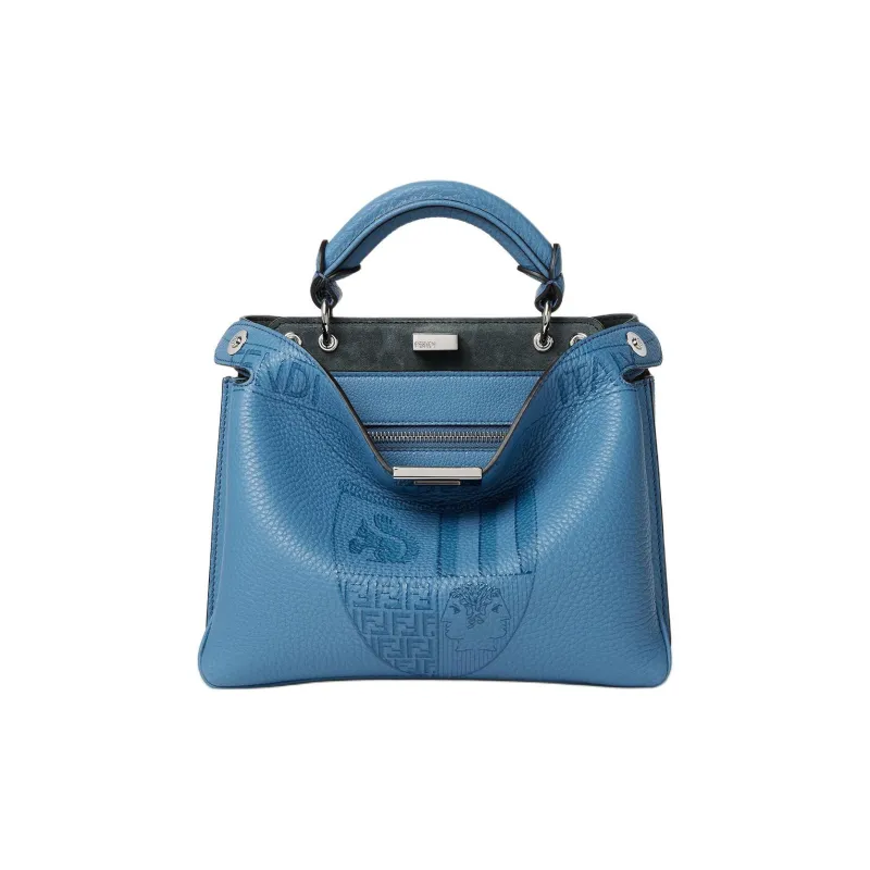 FENDI Calfskin Tote Bag, Shopping Bag, Shoulder Bag, Handbag Unisex Blue-0