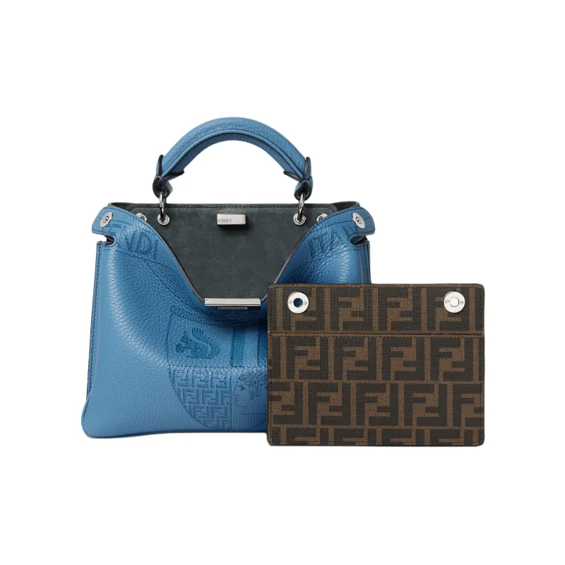 FENDI Calfskin Tote Bag, Shopping Bag, Shoulder Bag, Handbag Unisex Blue-1