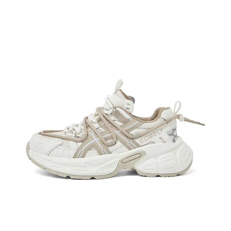 COMELY Chunky Sneakers Women's Low Top Beige/Apricot/Gray-0