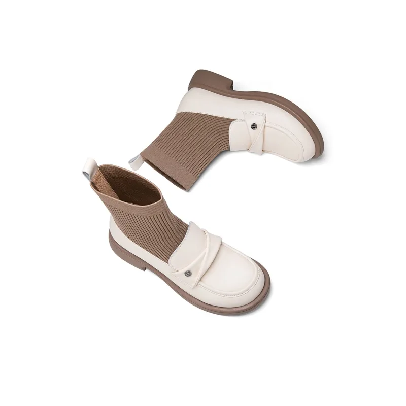 HANG TEN Ankle Boots Women's Black/Beige-12