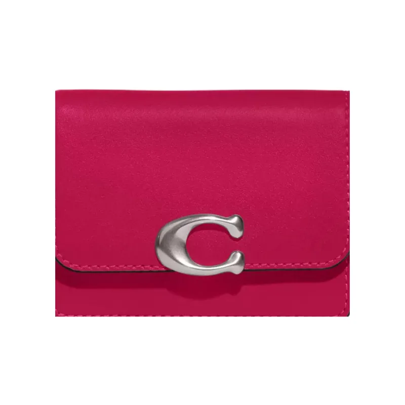 COACH Card Case Calfskin Wallet Mini Women's Dragon Fruit Red-1