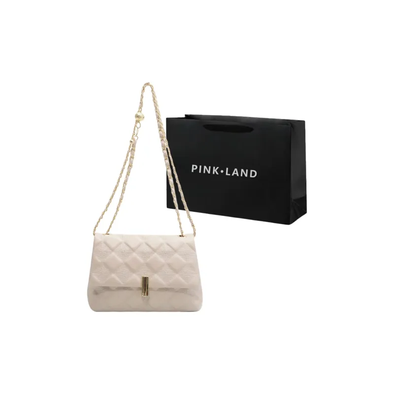 PINK·LAND PU Small Square Bag Shoulder Bag Women's Black/White-6
